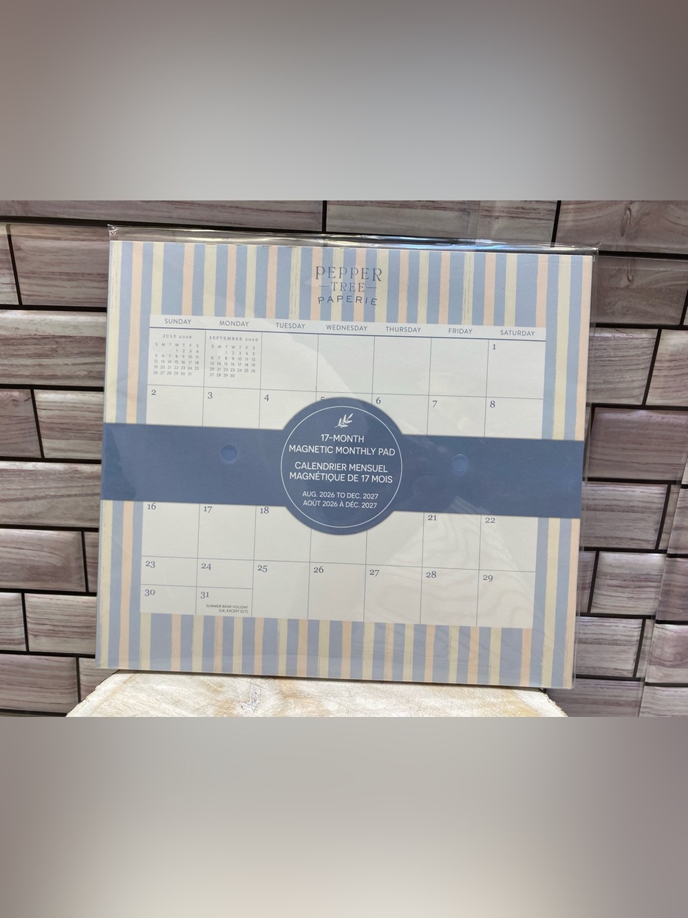 OCS ❤️ 2026-2027 Magnetic Monthly Pad Calendar Subtle Stripes New